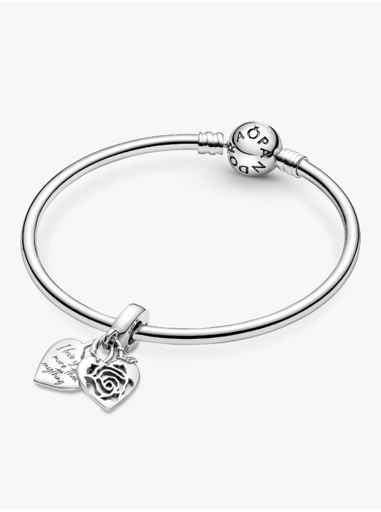 Rose Heart Padlock Dangle Charm