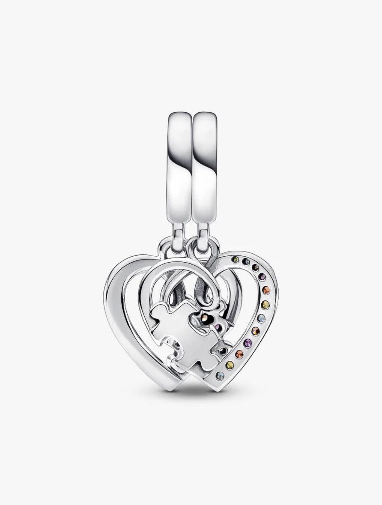 Puzzle Piece Hearts Splittable Friendship Dangle Charm