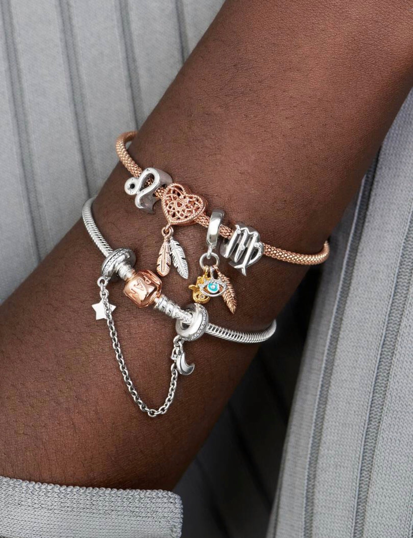 Hamsa, All-seeing Eye & Feather Spirituality Dangle Charm