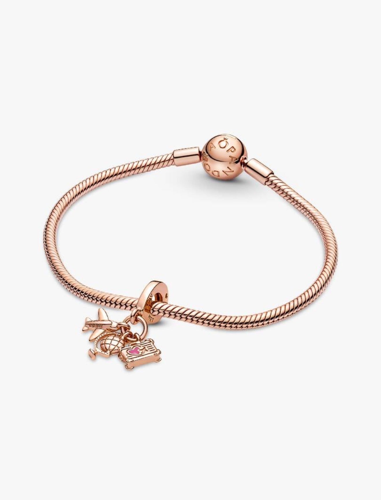 Airplane, Globe & Suitcase Triple Dangle Charm