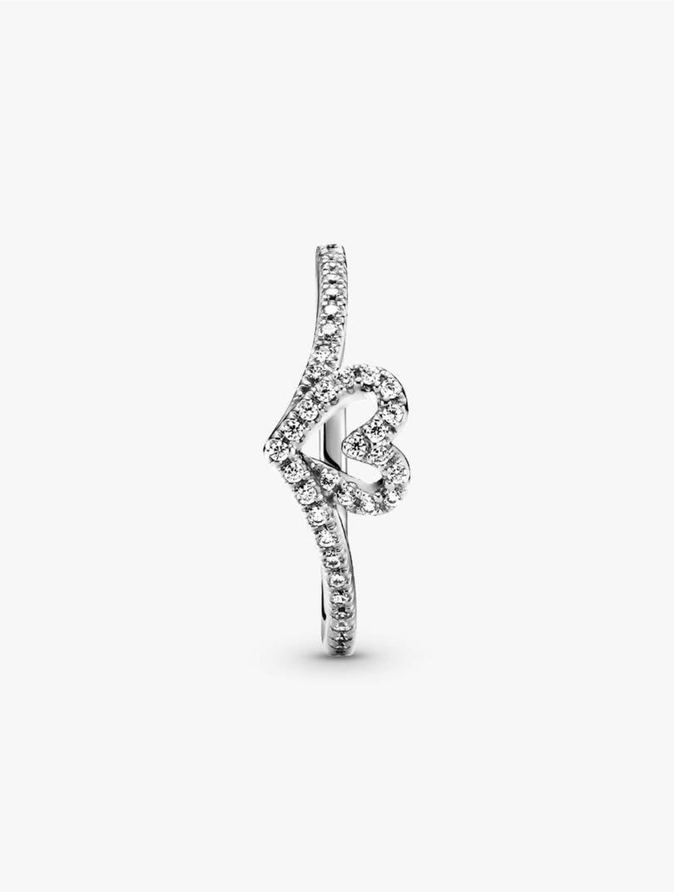 Sparkling Wishbone Heart Ring