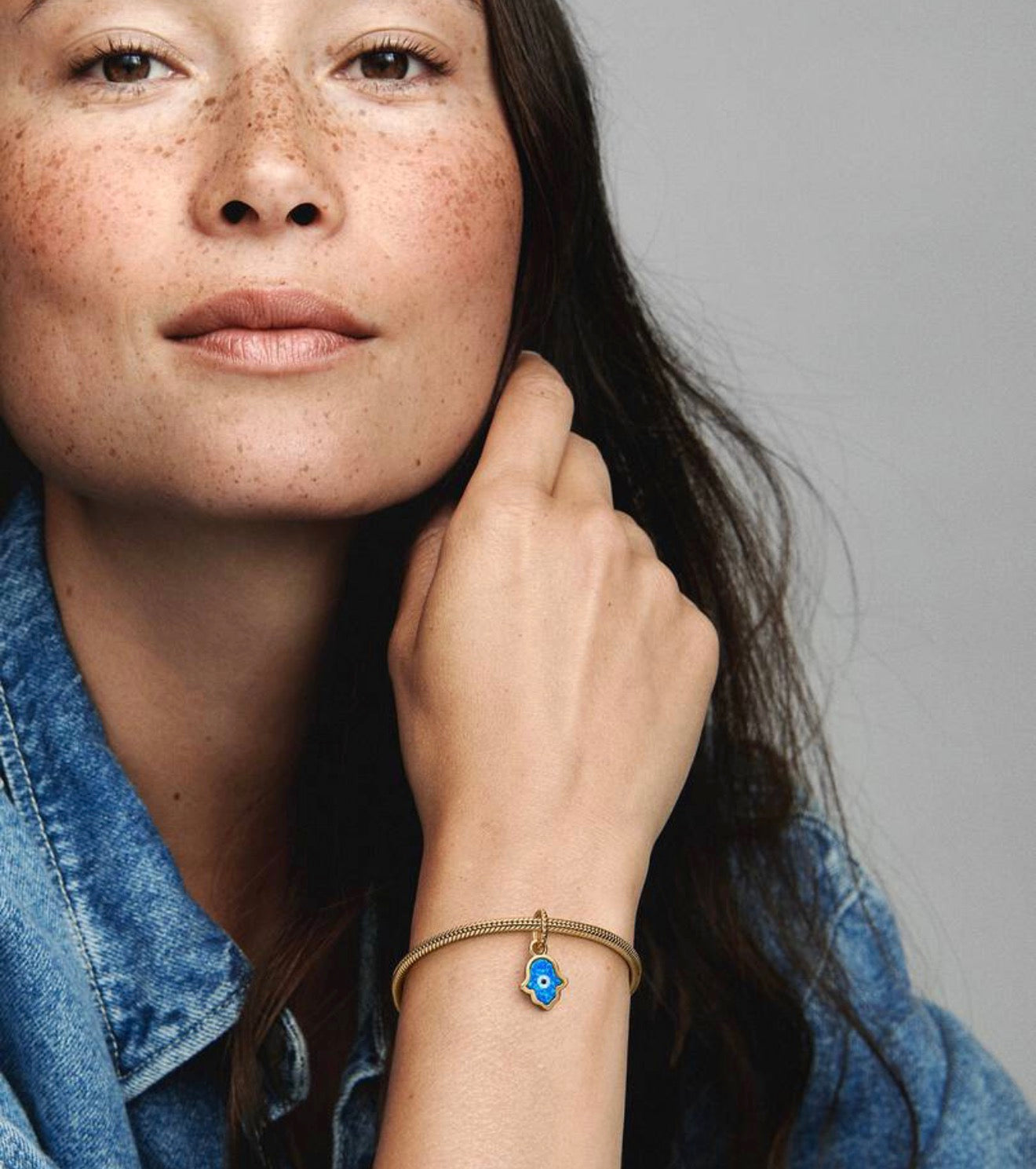 Opalescent Blue Hamsa Hand Dangle Charm