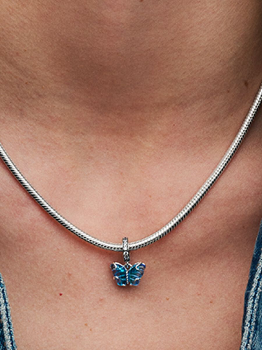 Blue Murano Glass Butterfly Dangle Charm