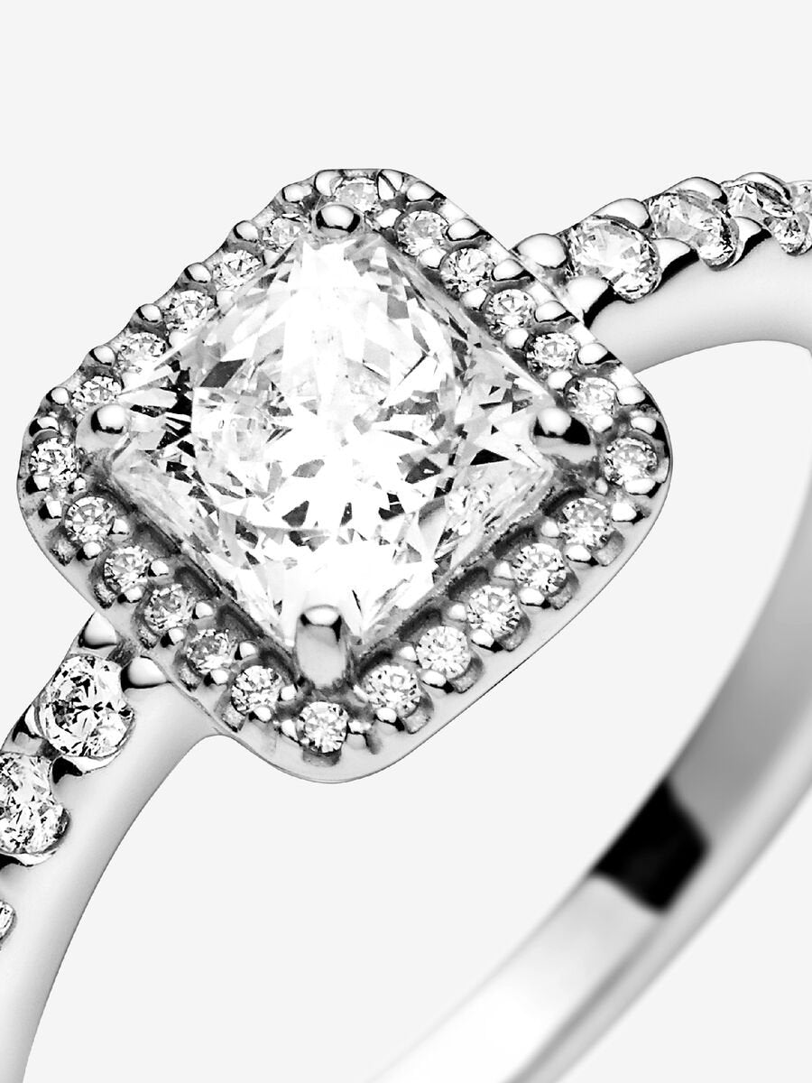 Square Sparkle Halo Ring