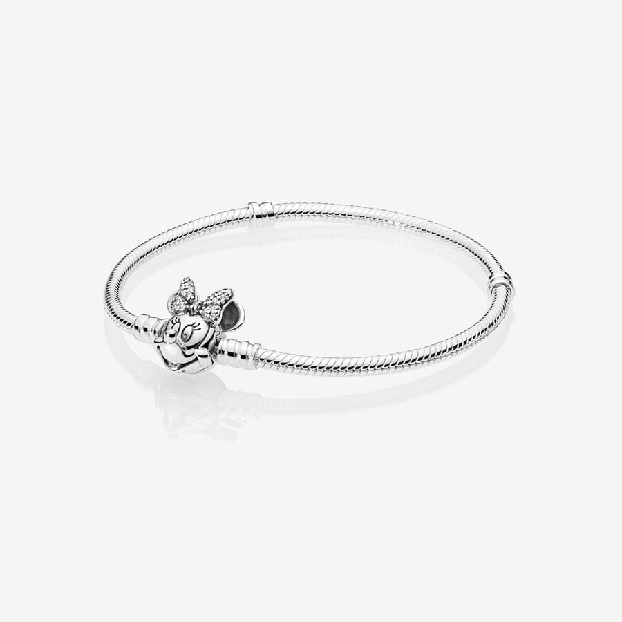Disney x Pandora Moments Pavé Minnie Mouse Clasp Snake Chain Bracelet