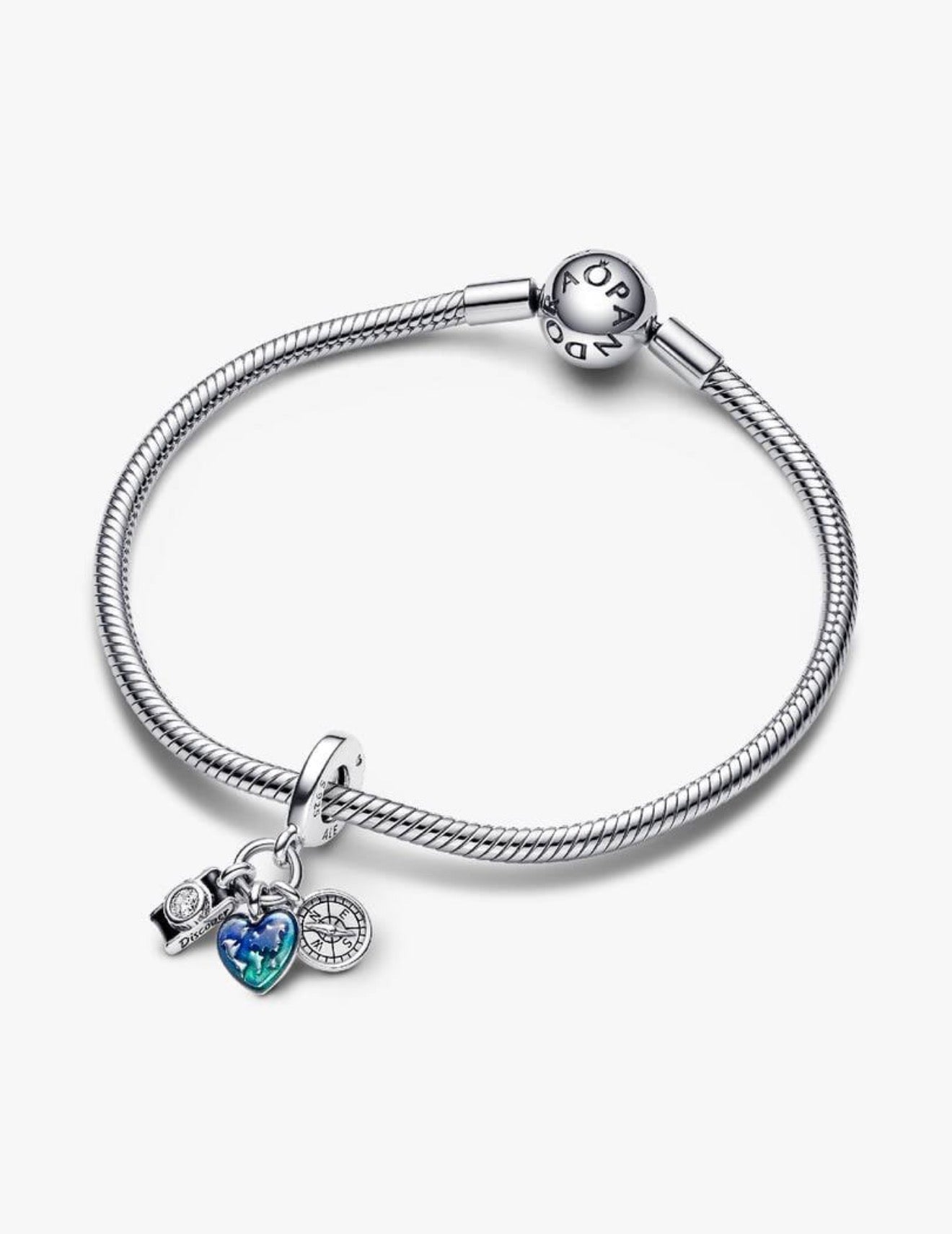 Camera, Heart & Compass Triple Dangle Charm