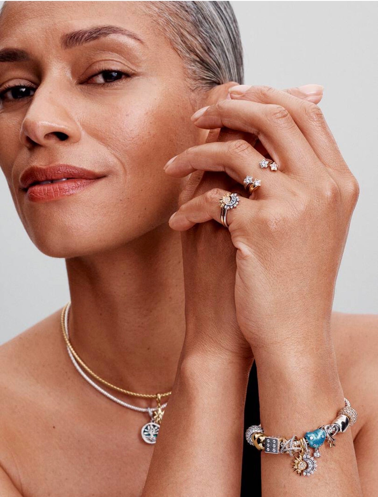 Celestial Blue Sparkling Moon Ring