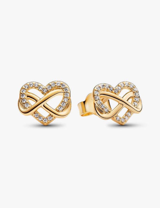 Sparkling Infinity Heart Stud Earrings