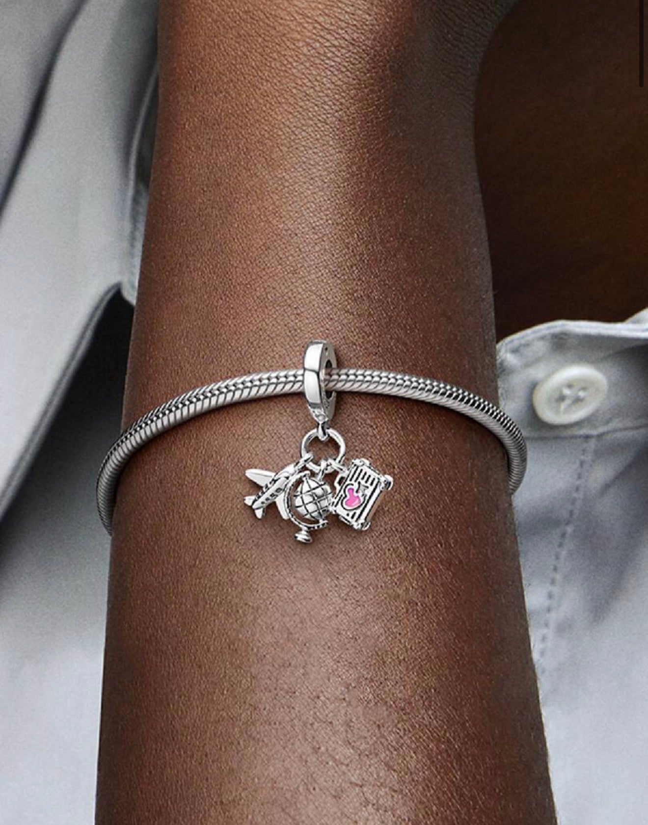 Pandora Airplane, Globe & Suitcase Dangle Charm