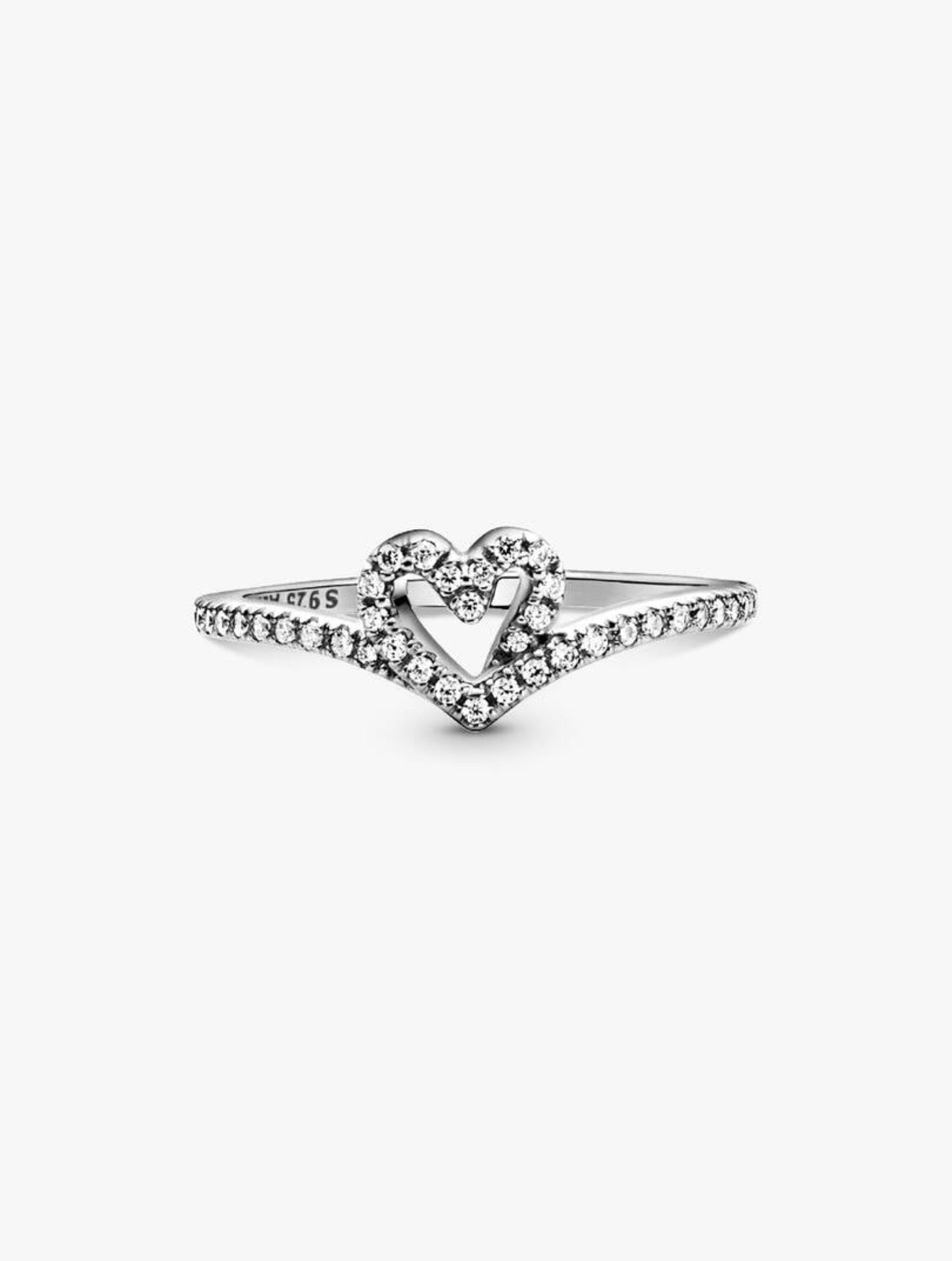 Sparkling Wishbone Heart Ring