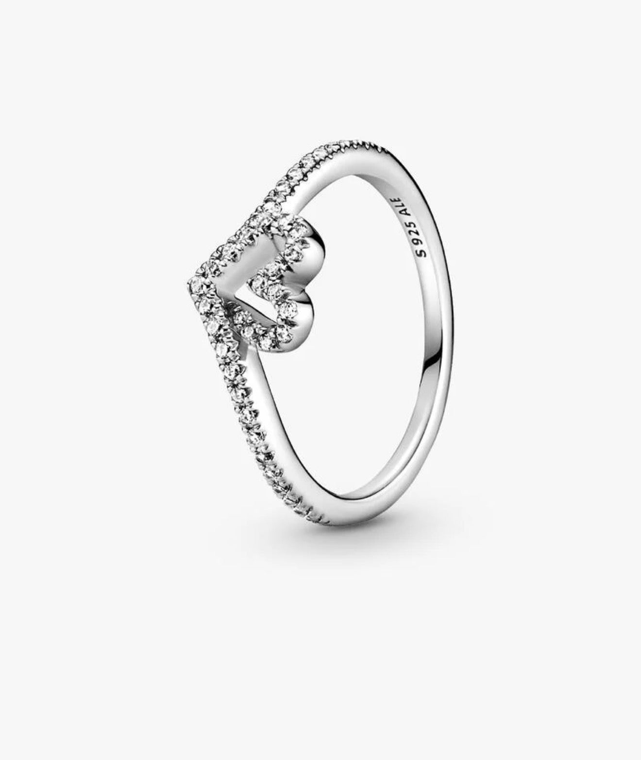 Sparkling Wishbone Heart Ring
