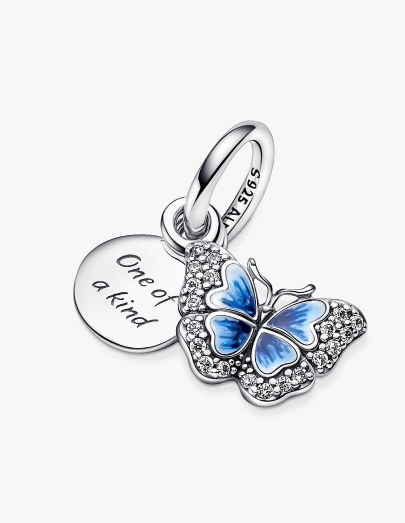 Blue Butterfly & Quote Double Dangle Charm