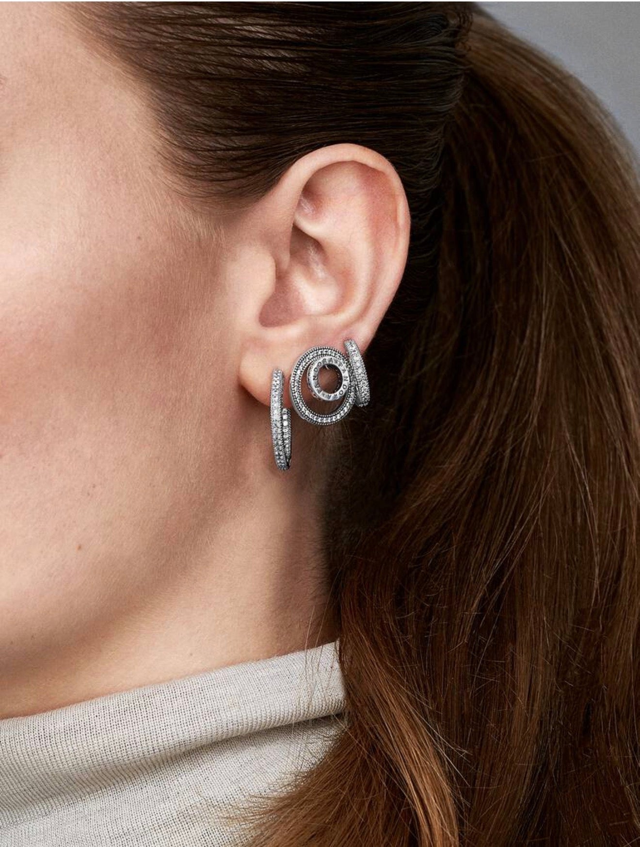 Pavé Heart Hoop Earrings