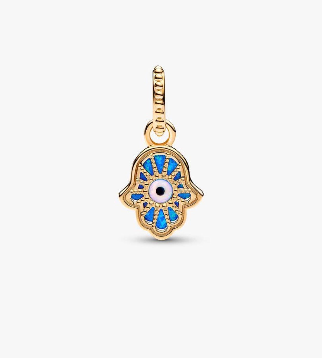 Opalescent Blue Hamsa Hand Dangle Charm