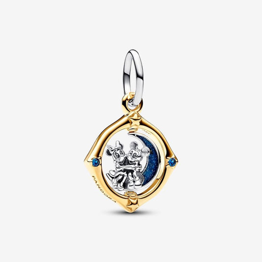 Disney x Pandora Mickey Mouse & Minnie Mouse Two-tone Spinning Moon Dangle Charm
