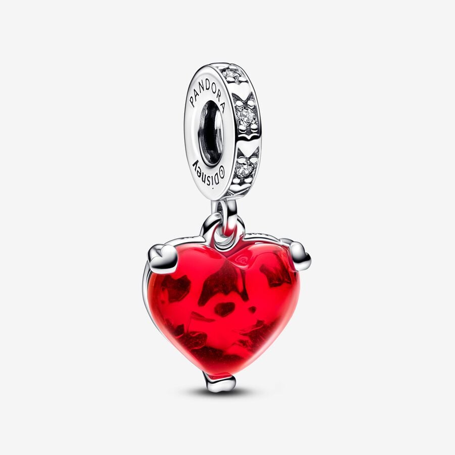 Disney x Pandora Mickey & Minnie Mouse Kiss Red Murano Glass Dangle Charm