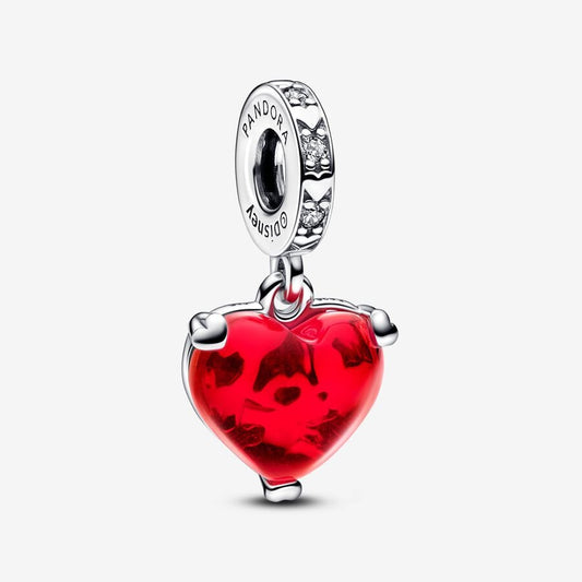Disney x Pandora Mickey & Minnie Mouse Kiss Red Murano Glass Dangle Charm
