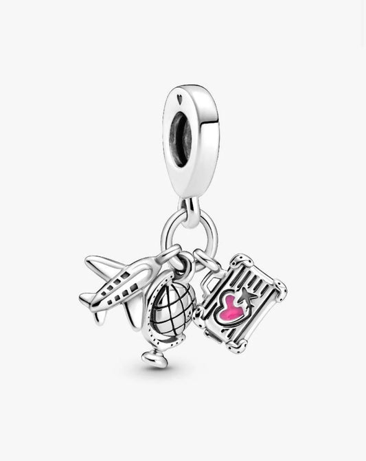 Pandora Airplane, Globe & Suitcase Dangle Charm