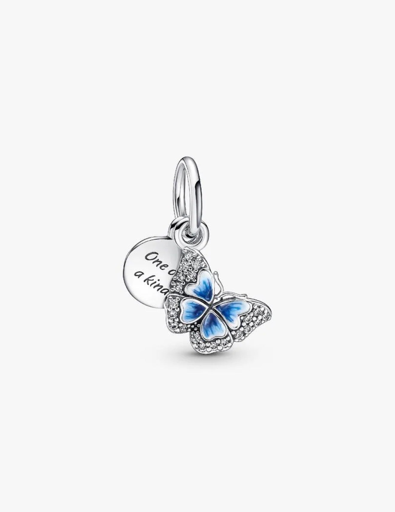 Blue Butterfly & Quote Double Dangle Charm
