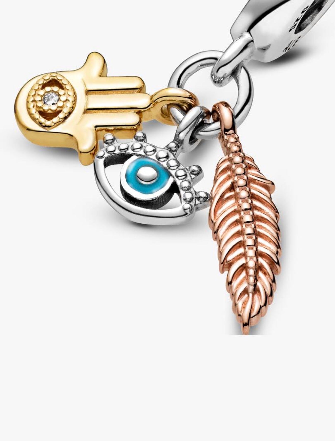 Hamsa, All-seeing Eye & Feather Spirituality Dangle Charm