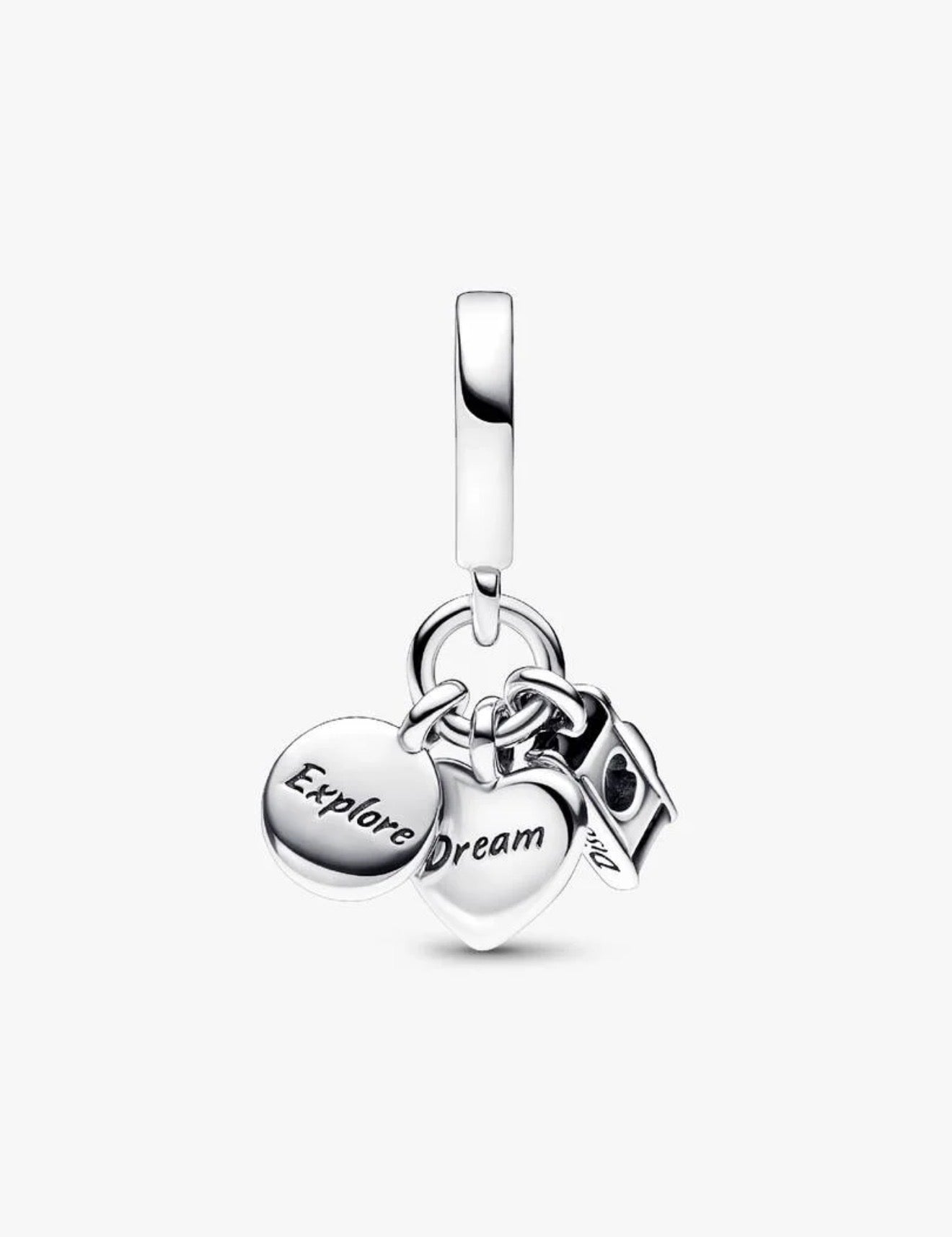 Camera, Heart & Compass Triple Dangle Charm