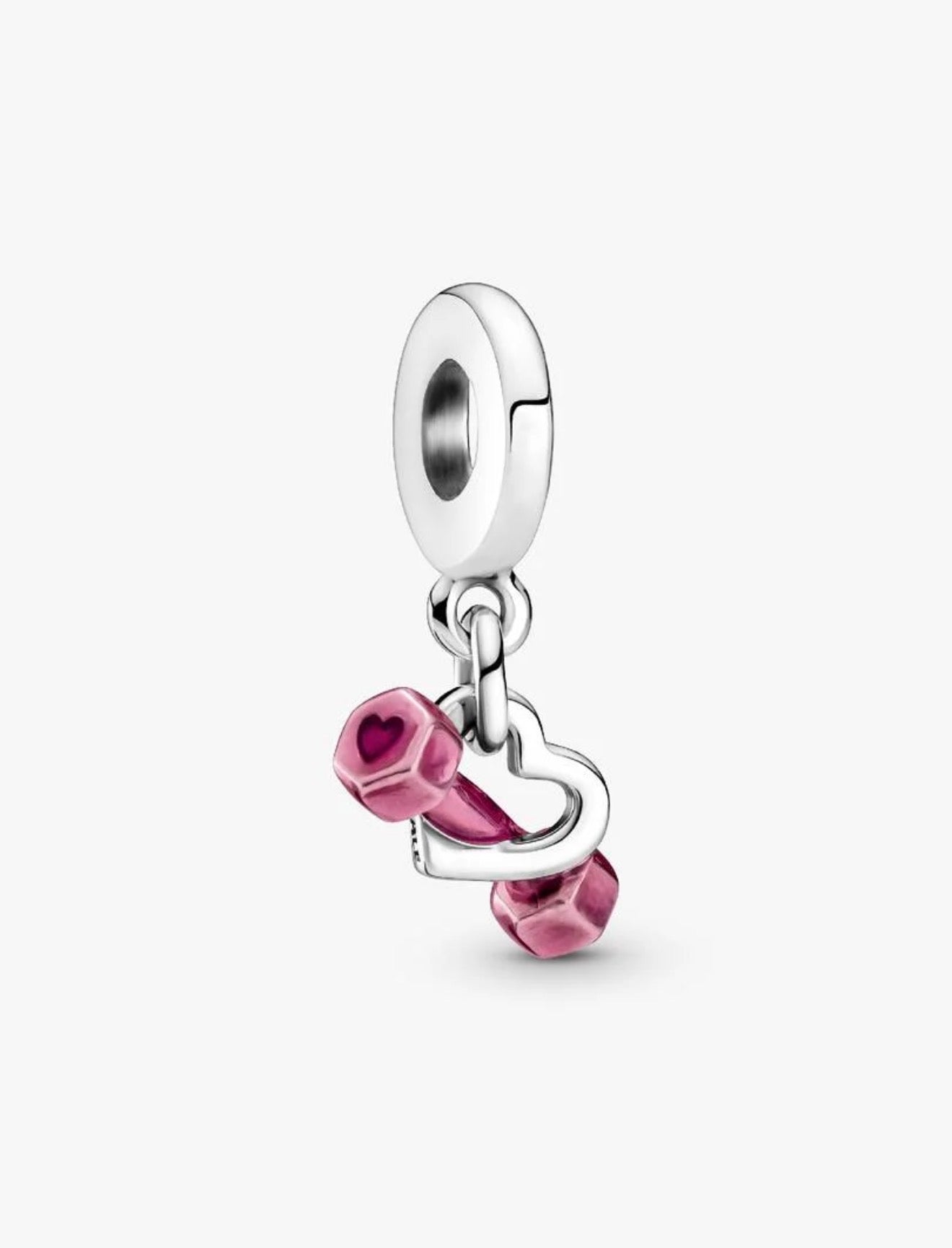 Dumbbell & Heart Dangle Charm