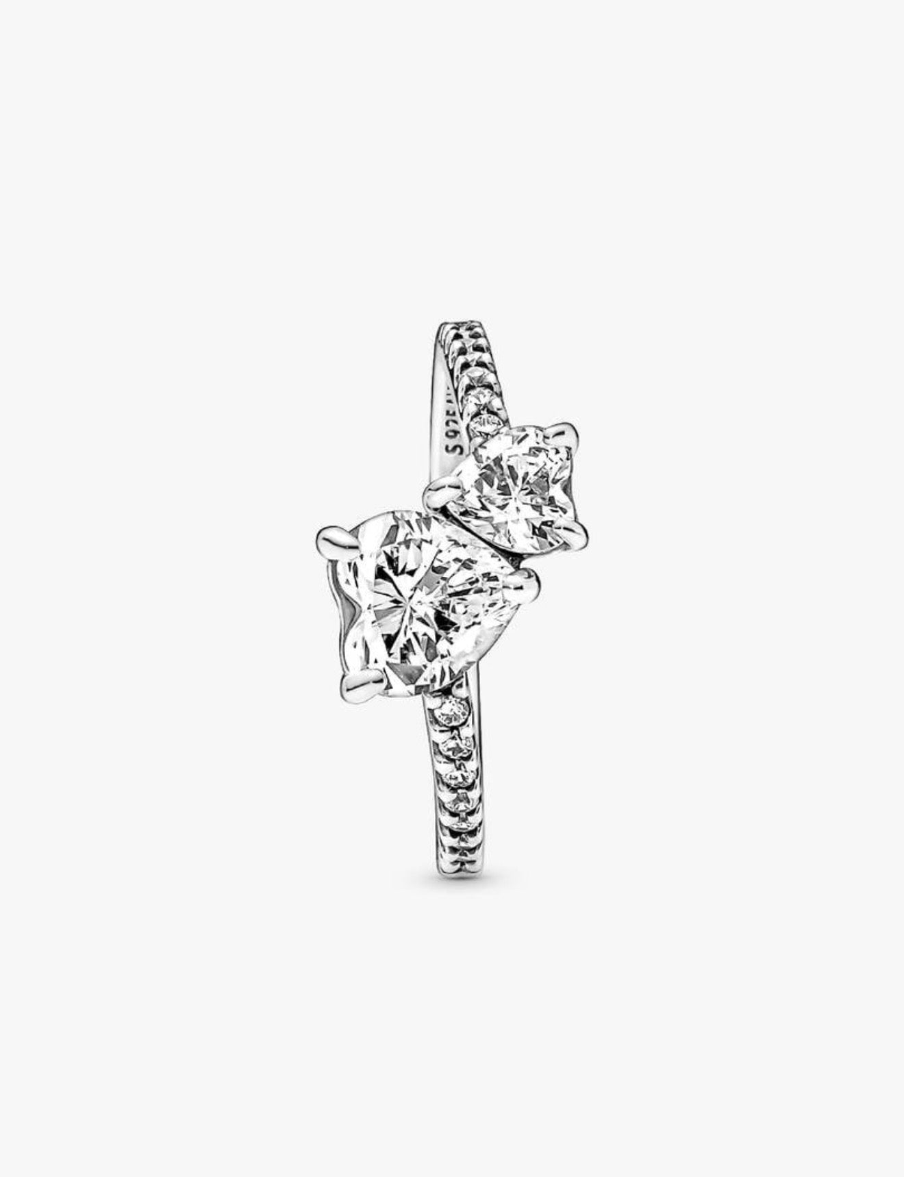 Double Heart Sparkling Ring