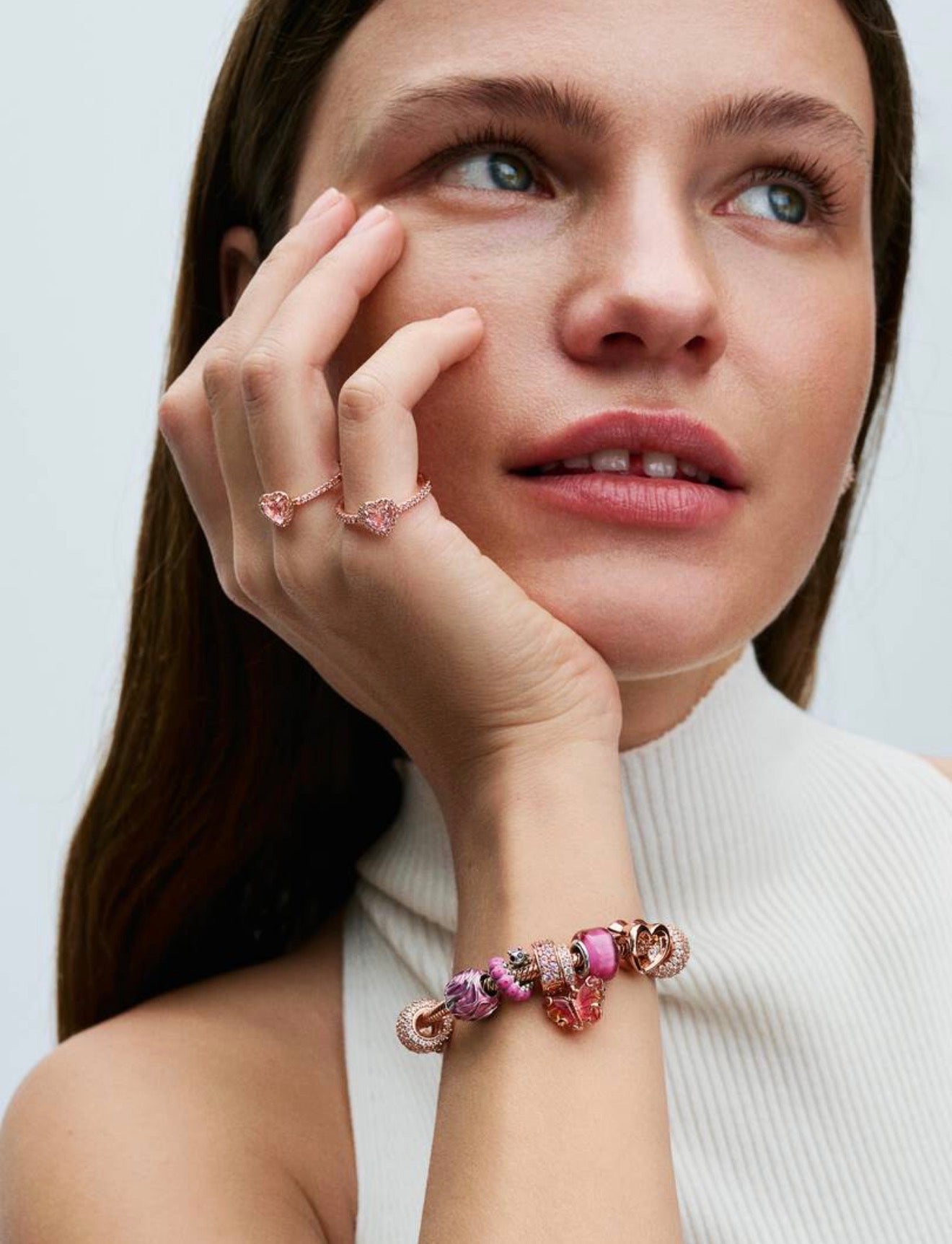 Pink & Yellow Murano Glass Butterfly Dangle Charm