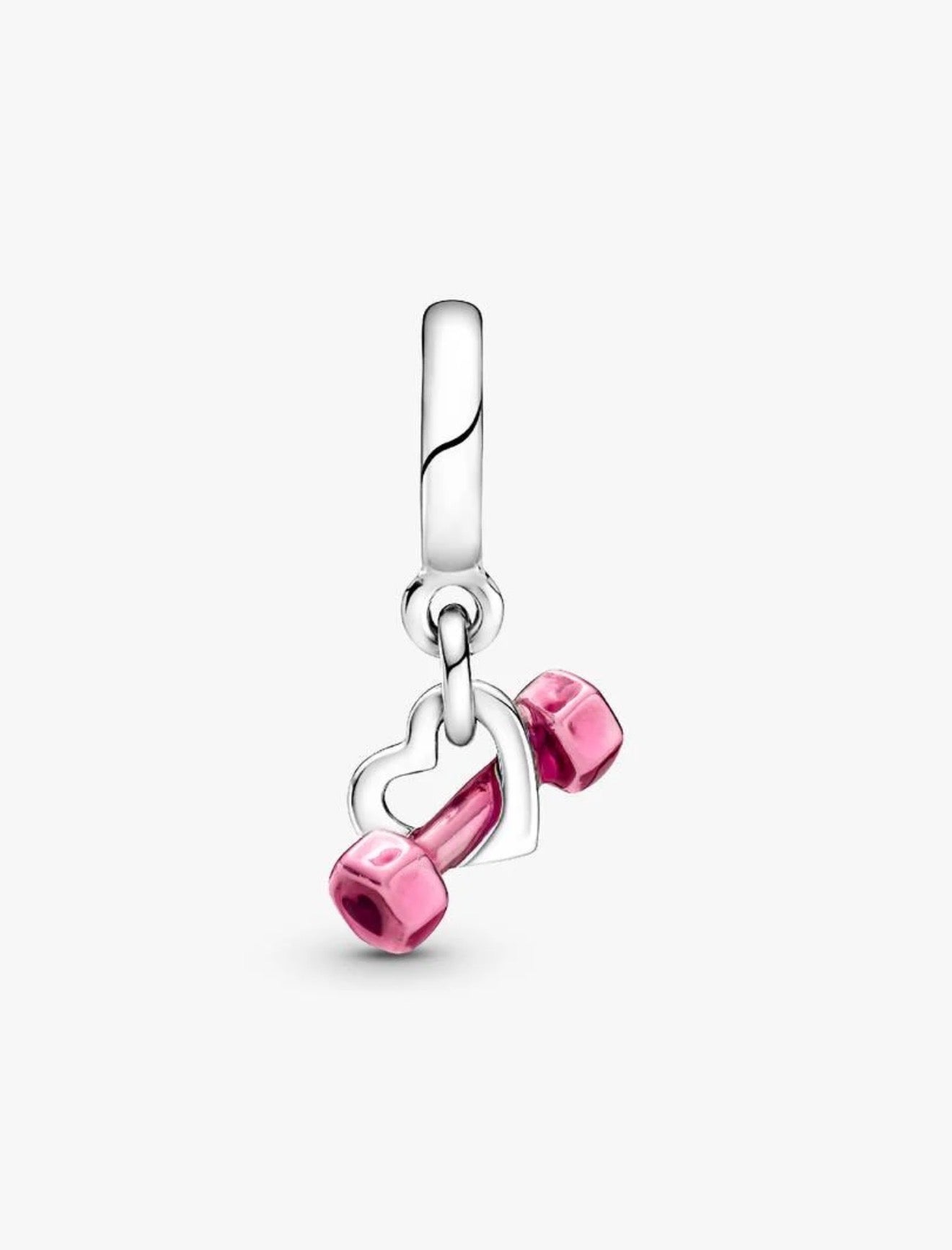 Dumbbell & Heart Dangle Charm