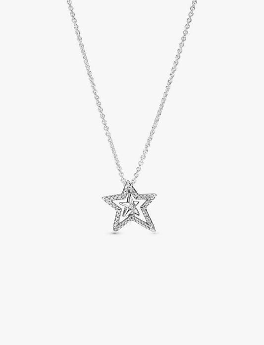 Pavé Asymmetric Star Collier Necklace