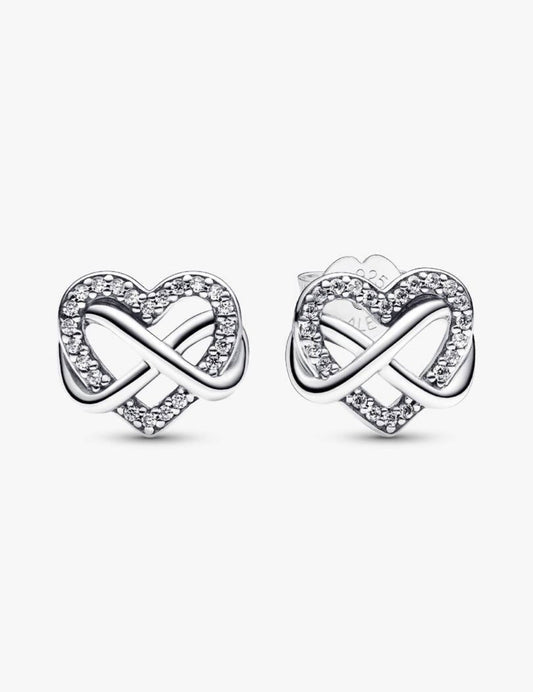 Sparkling Infinity Heart Stud Earrings