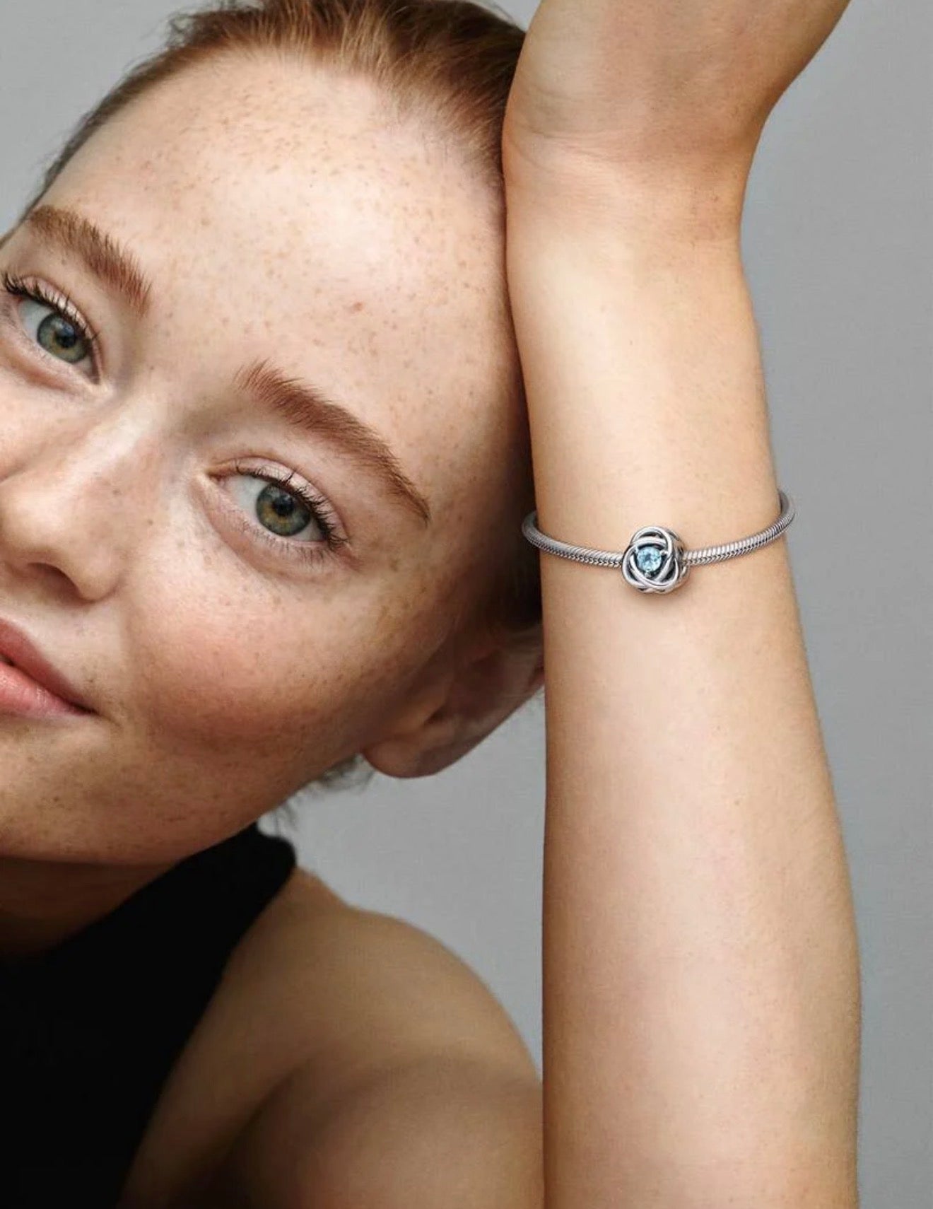 March Sea Aqua Blue Eternity Circle Charm