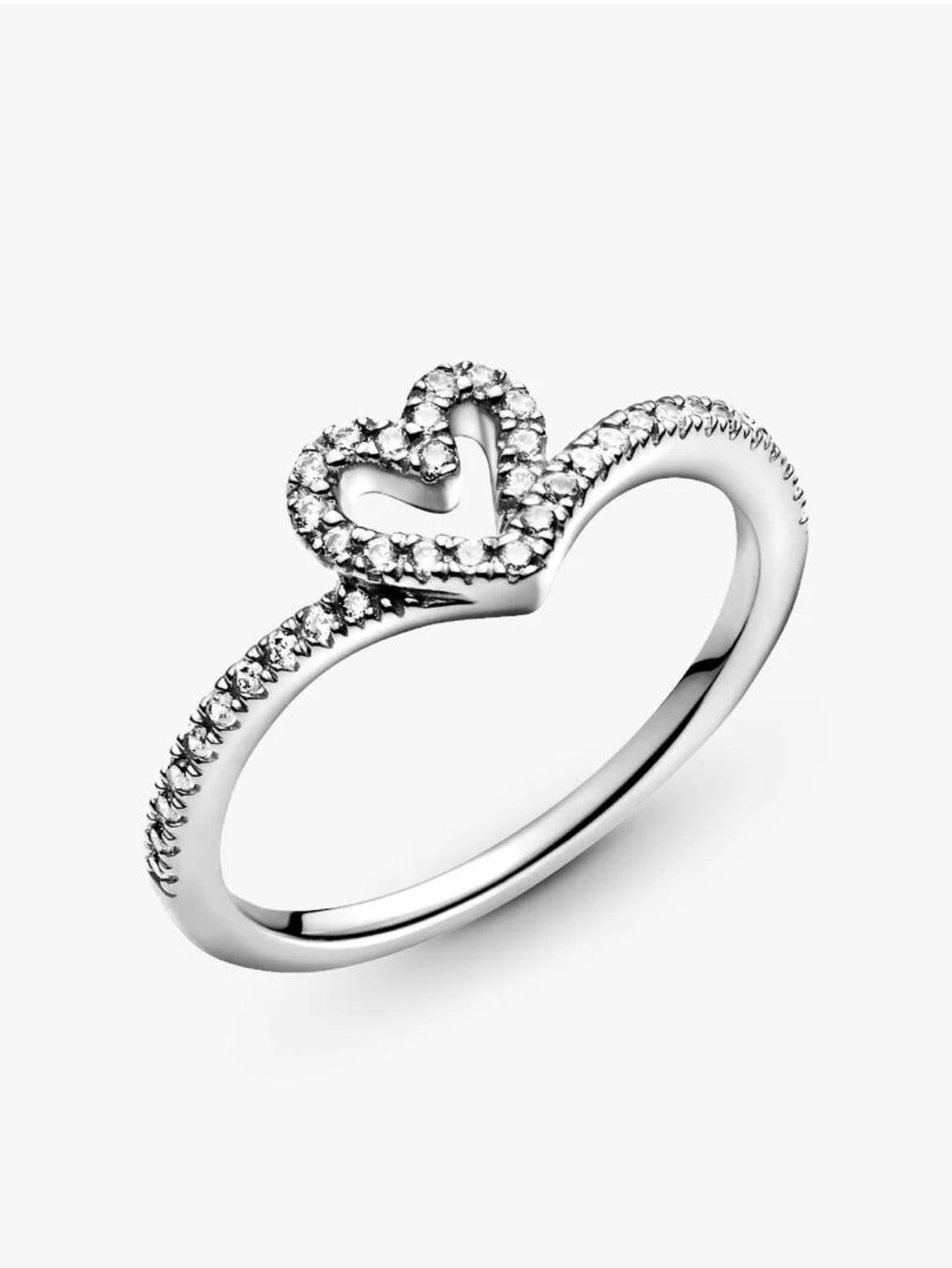 Sparkling Wishbone Heart Ring
