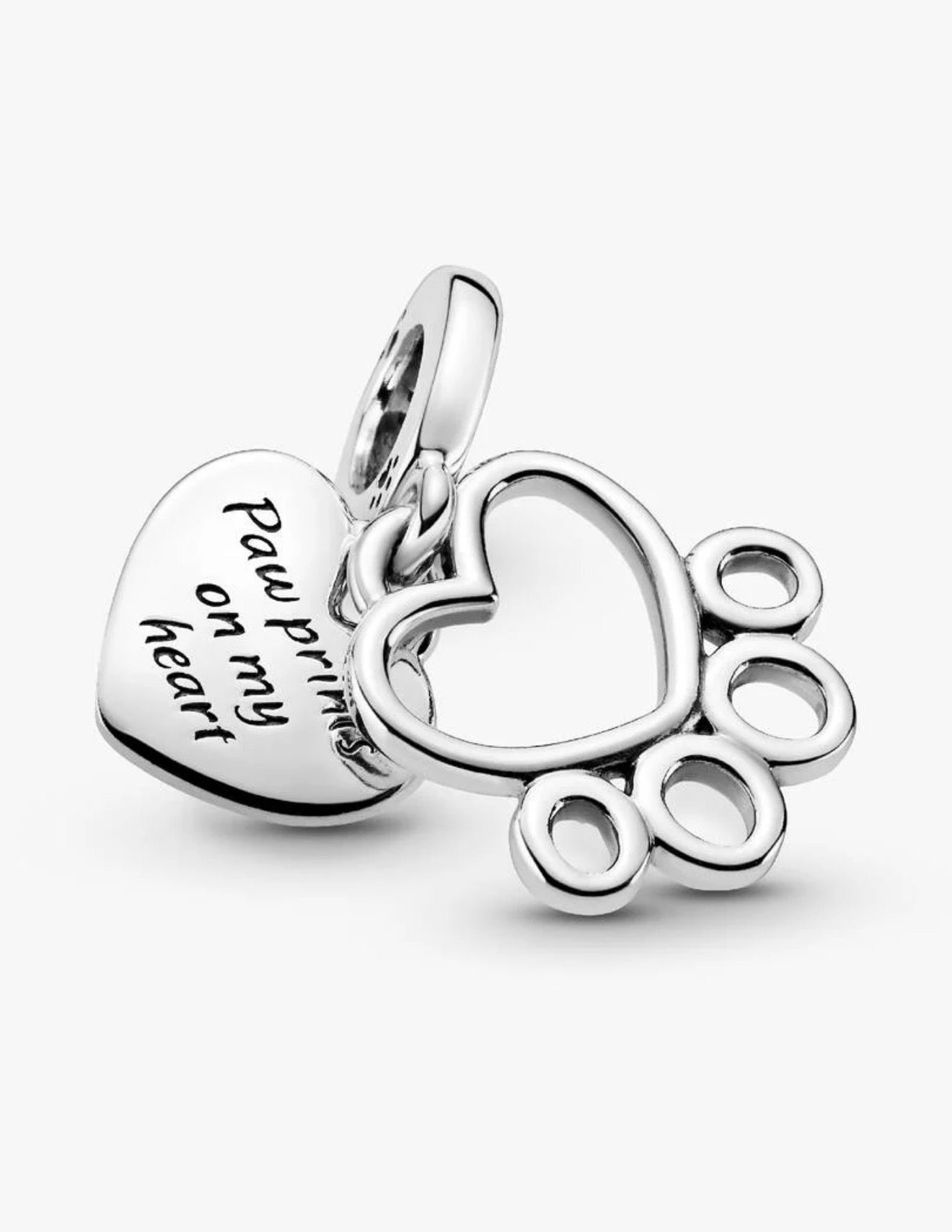Hearts & Paw Print Dangle Charm