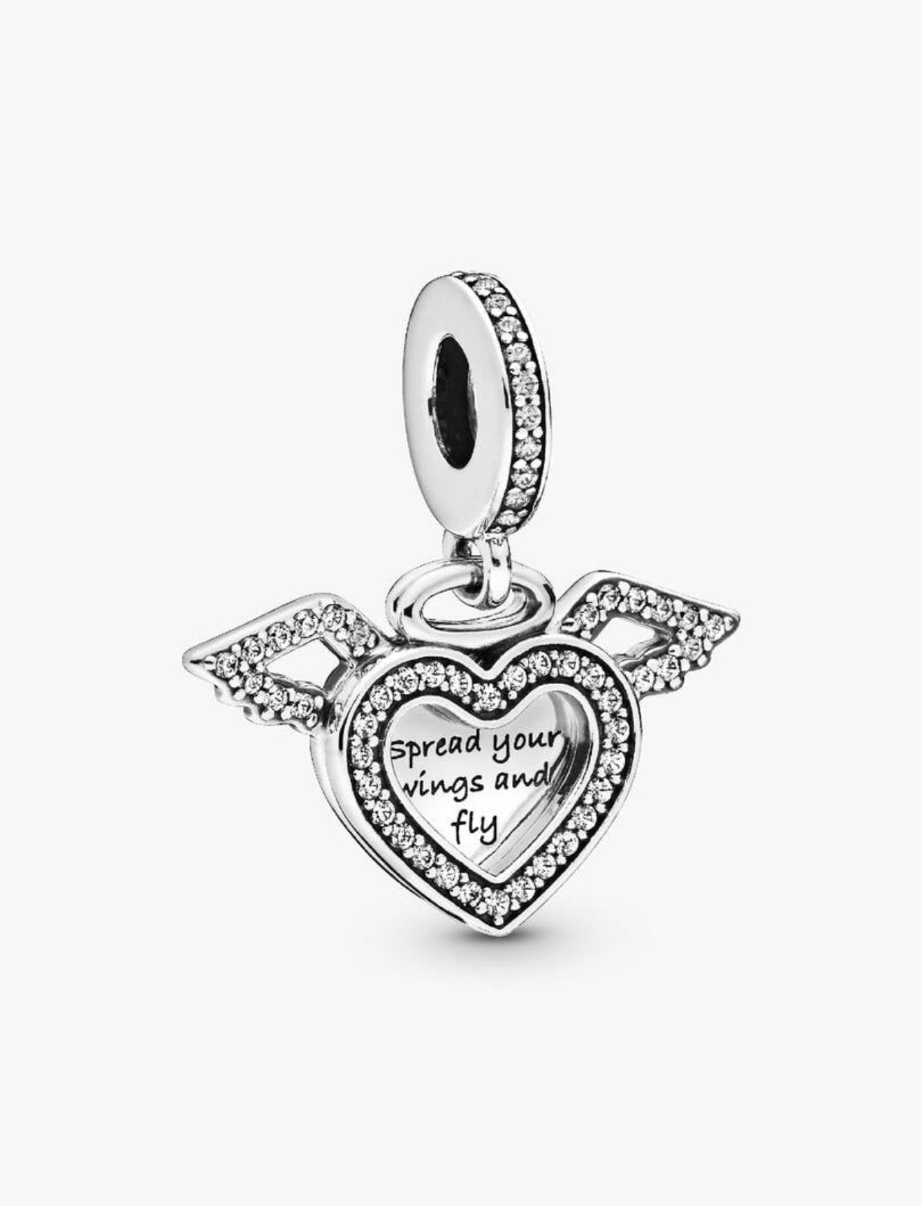 Heart and Angel Wings Dangle Charm