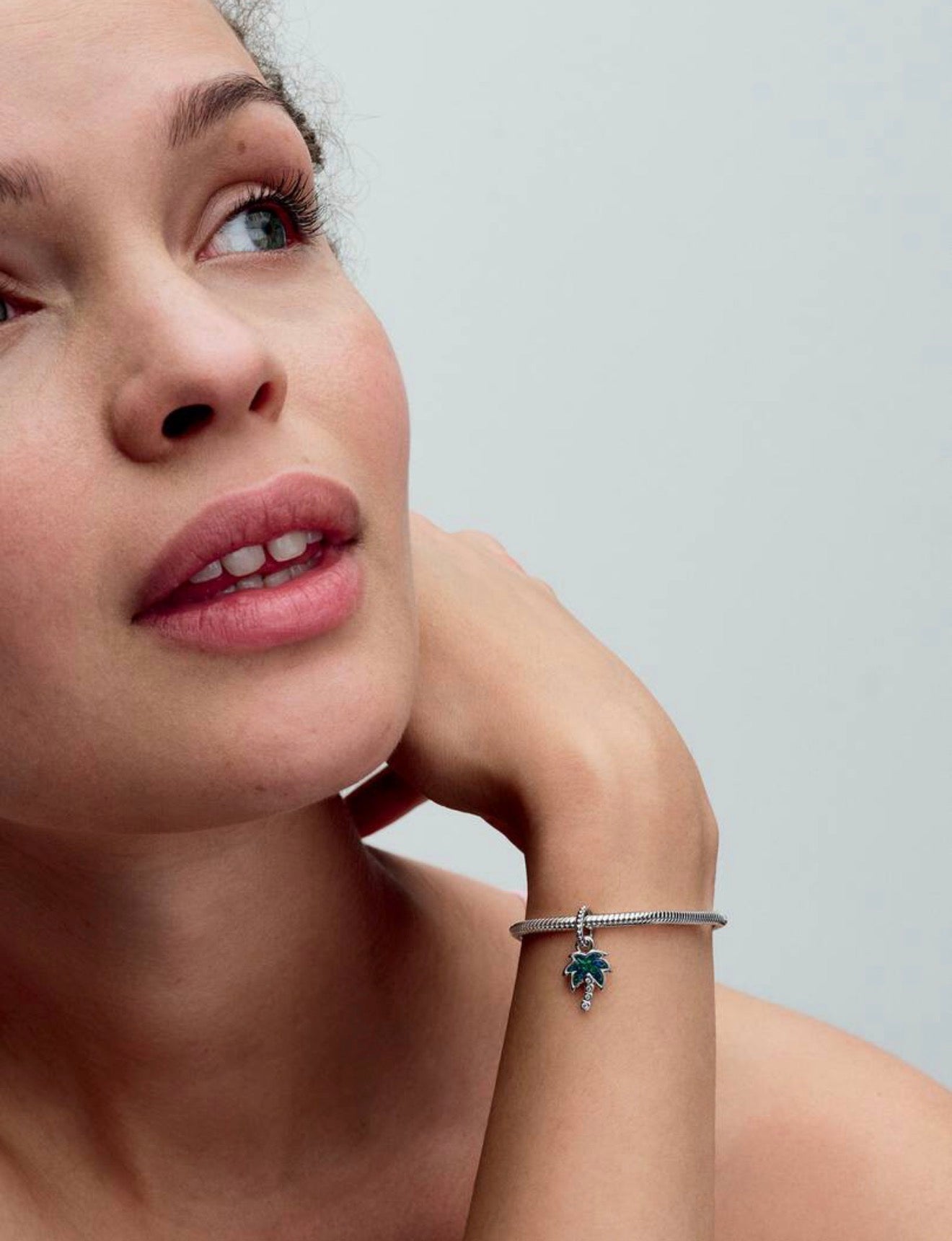 Opalescent Green Palm Tree Dangle Charm