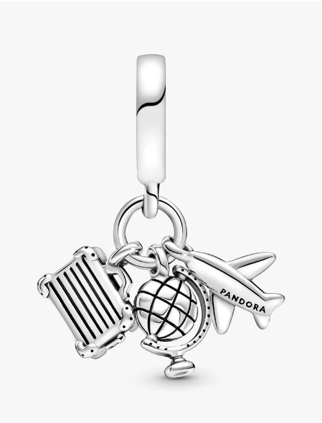 Pandora Airplane, Globe & Suitcase Dangle Charm
