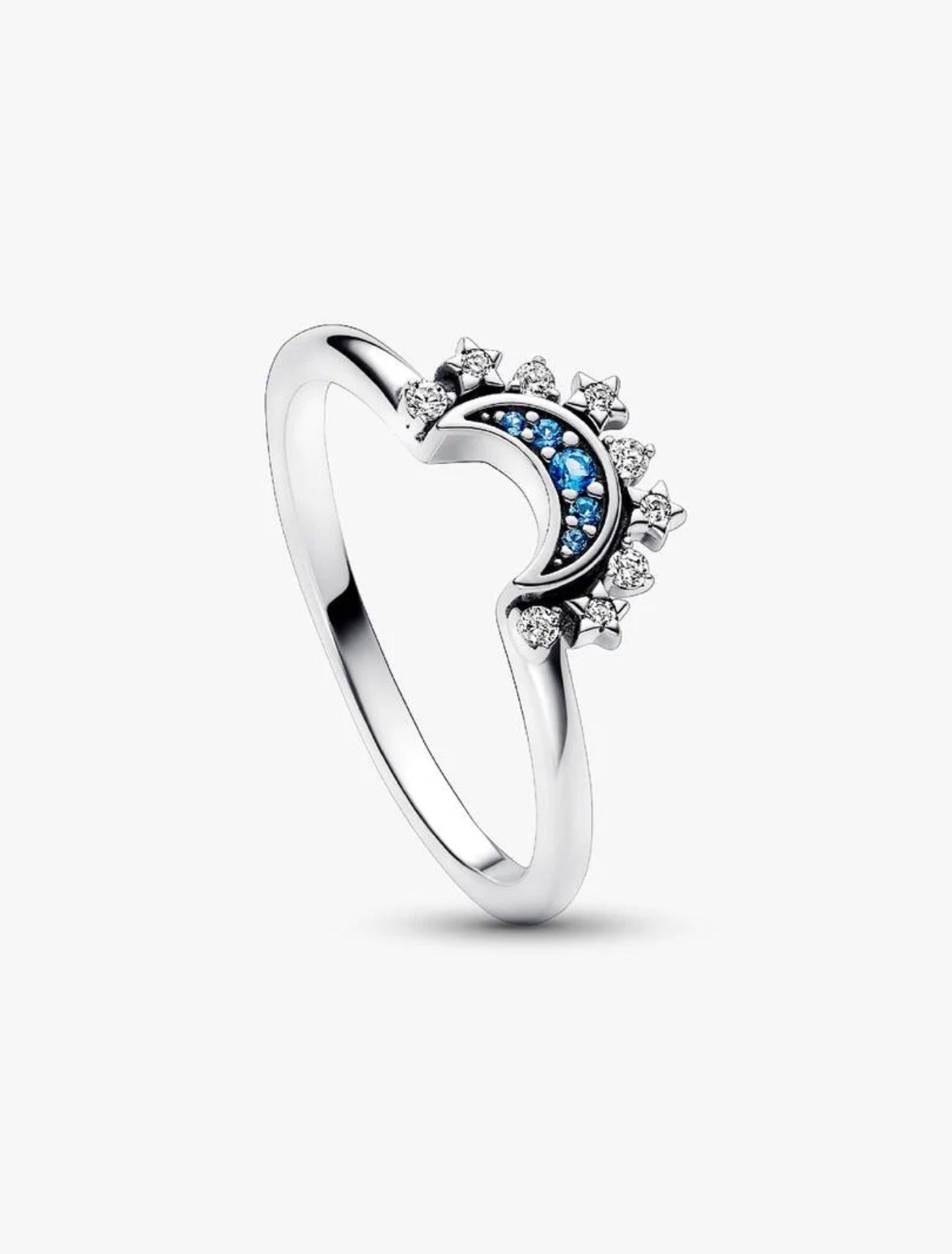 Celestial Blue Sparkling Moon Ring