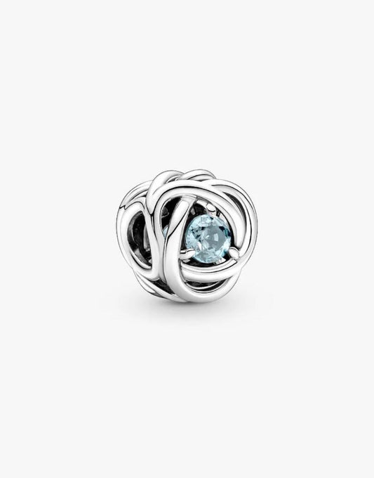 March Sea Aqua Blue Eternity Circle Charm