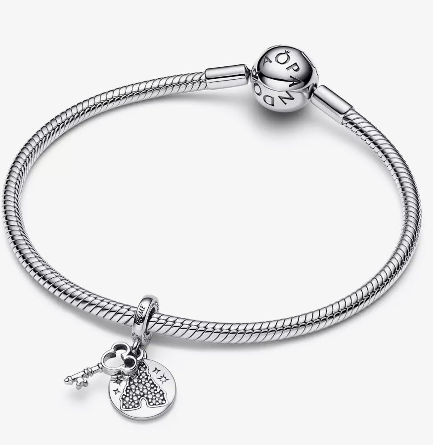 Disney x Pandora Fantasyland Castle Lock and Key Double Dangle Charm