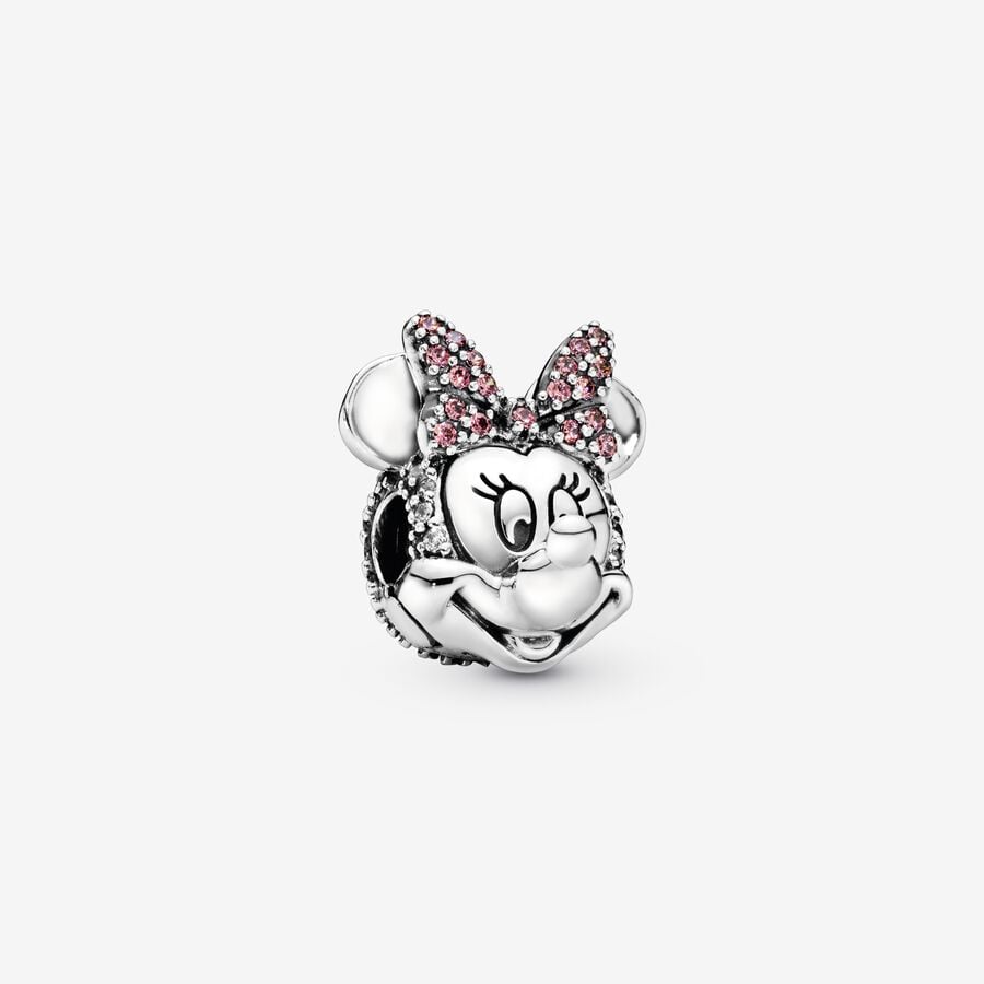 Disney x Pandora Minnie Mouse Pink Pavé Bow Clip Charm