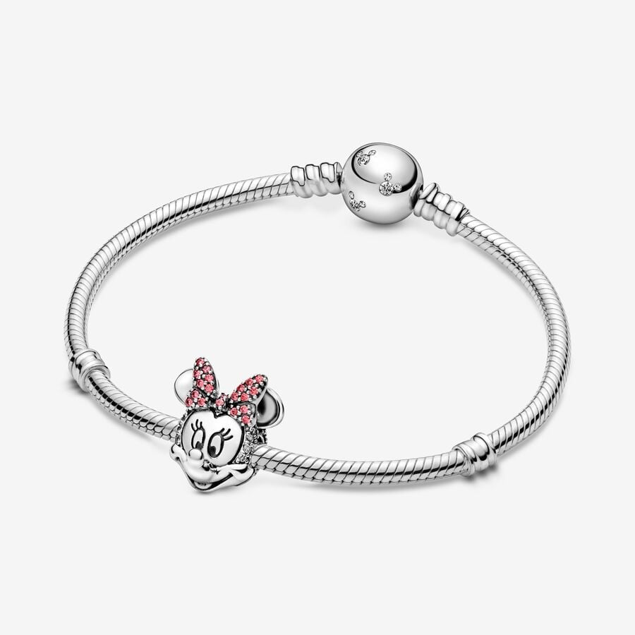 Disney x Pandora Minnie Mouse Pink Pavé Bow Clip Charm