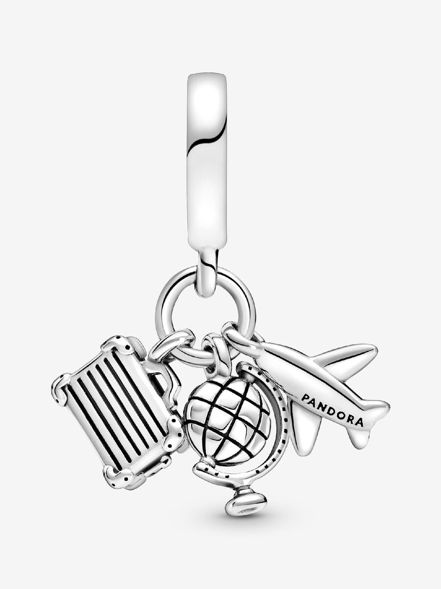 Airplane, Globe & Suitcase Dangle Charm