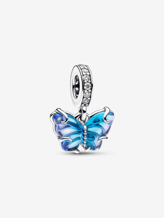 Blue Murano Glass Butterfly Dangle Charm