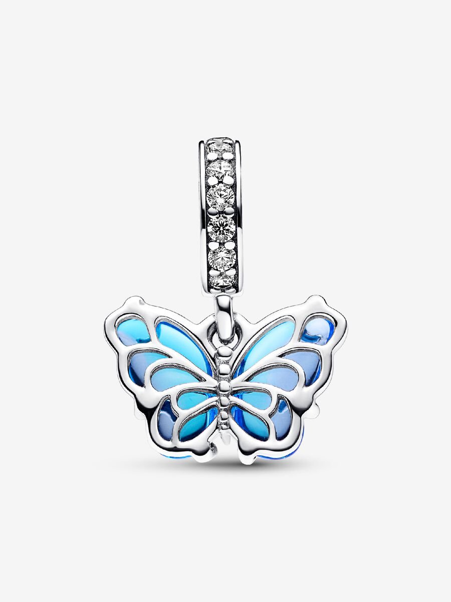 Blue Murano Glass Butterfly Dangle Charm