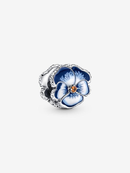 Blue Pansy Flower Charm