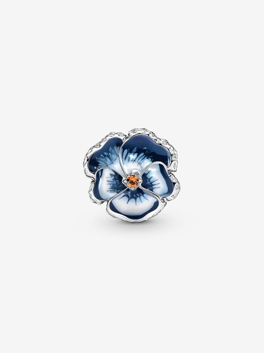 Blue Pansy Flower Charm