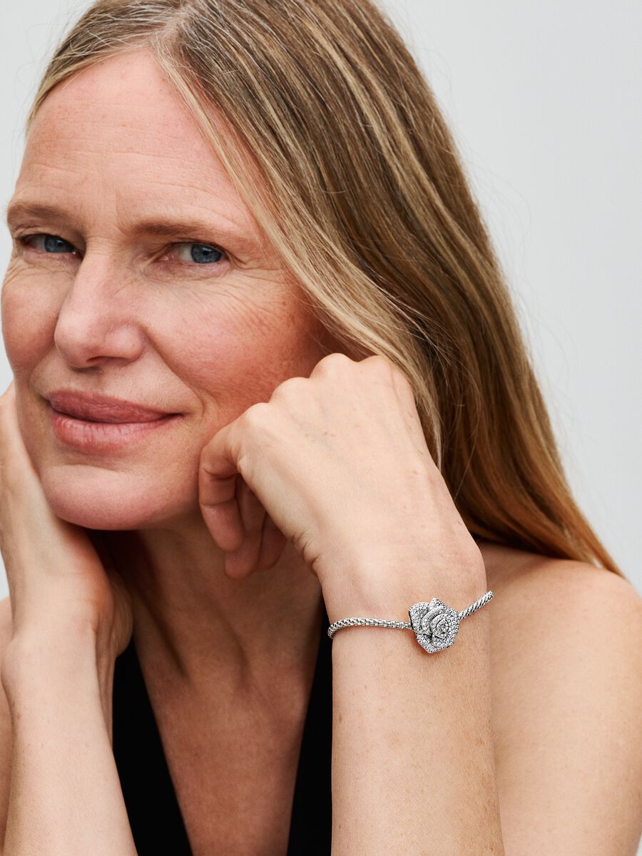 Sparkling Rose in Bloom Oversized Charm