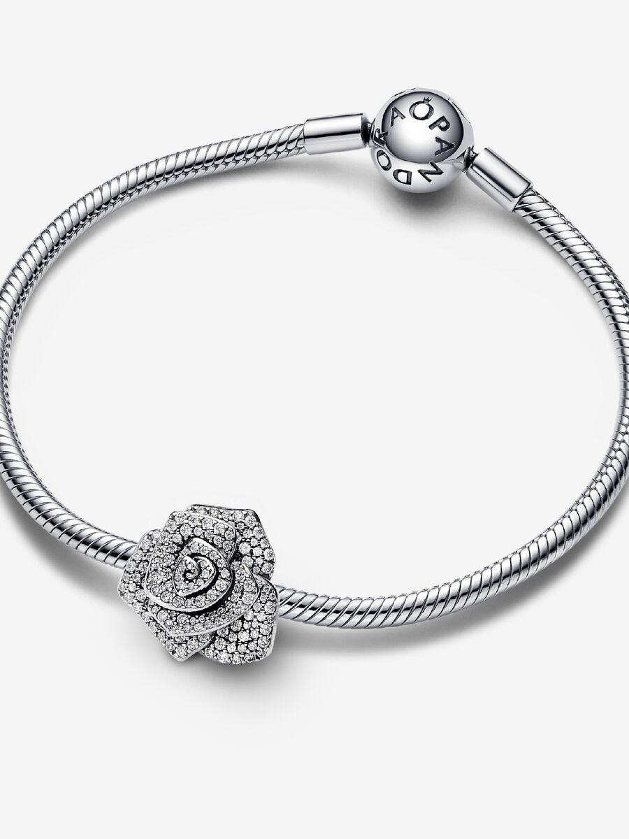 Sparkling Rose in Bloom Oversized Charm