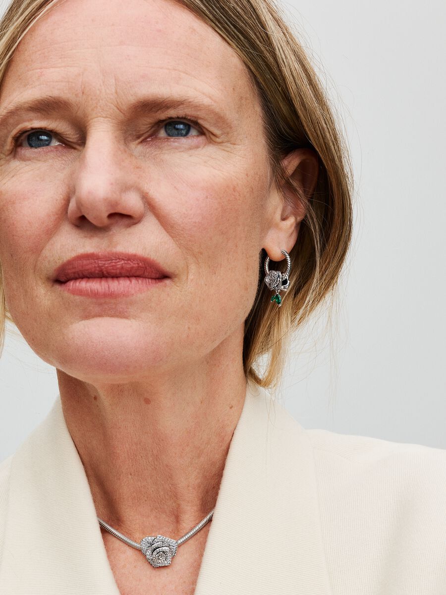 Sparkling Rose in Bloom Oversized Charm